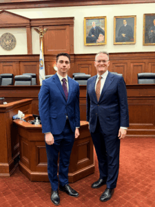 Shawn Hogbin standing in a federal courtroom after being sworn into the Federal Court in Maryland